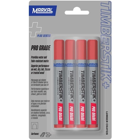 Markal Markal Timberstik Plus 8 in. L Lumber Crayon Red 4 pc 80442